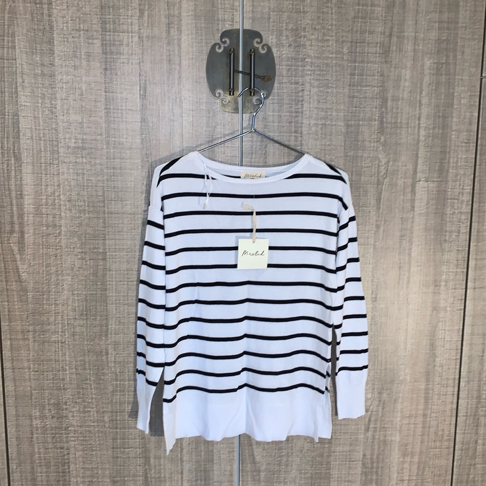 Marled Striped Long Sleeves‎ Sweater